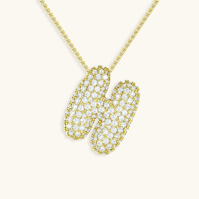 Navnesmykke Bubble med diamant | 18k Gull