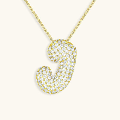 Navnesmykke Bubble med diamant | 18k Gull