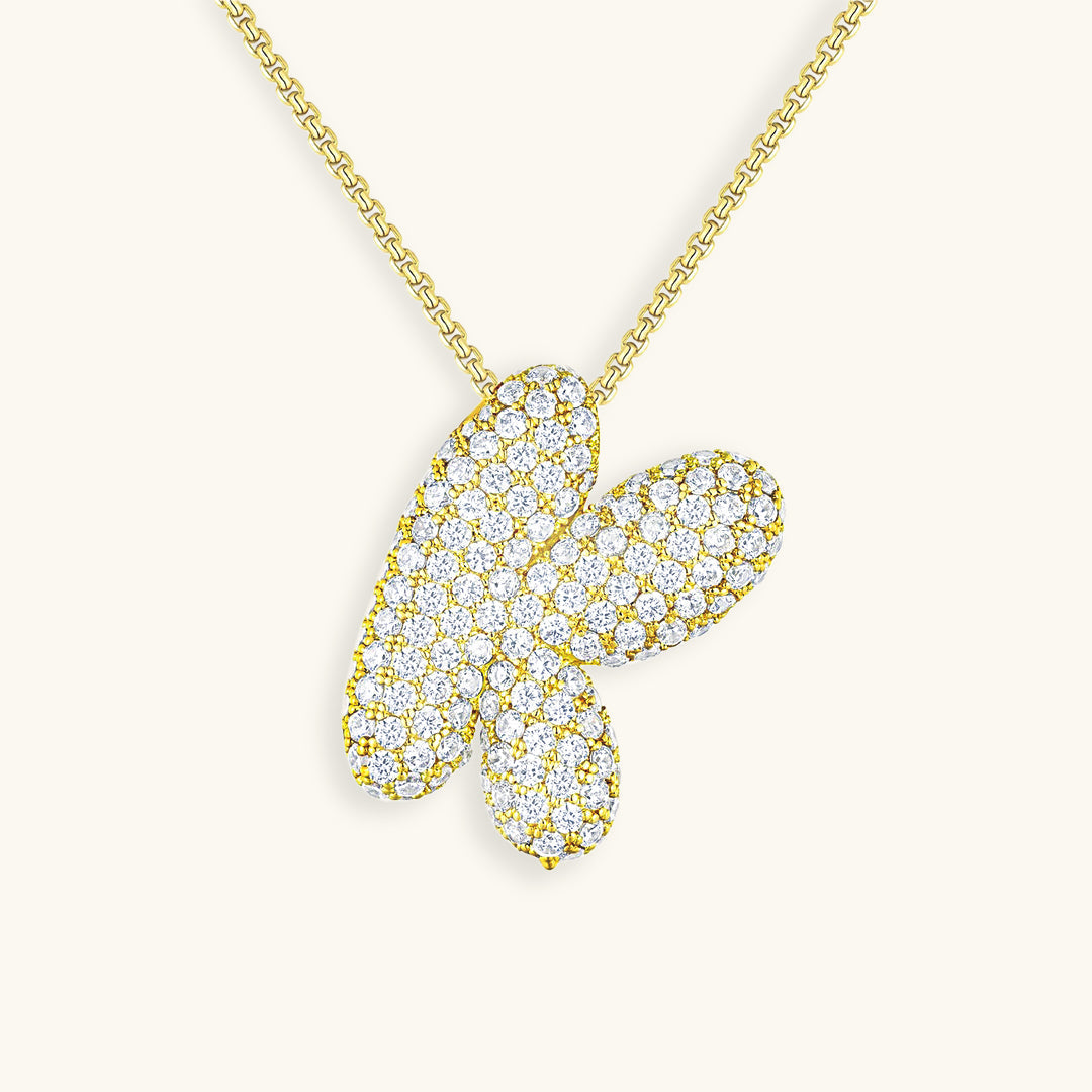 Navnesmykke Bubble med diamant | 18k Gull