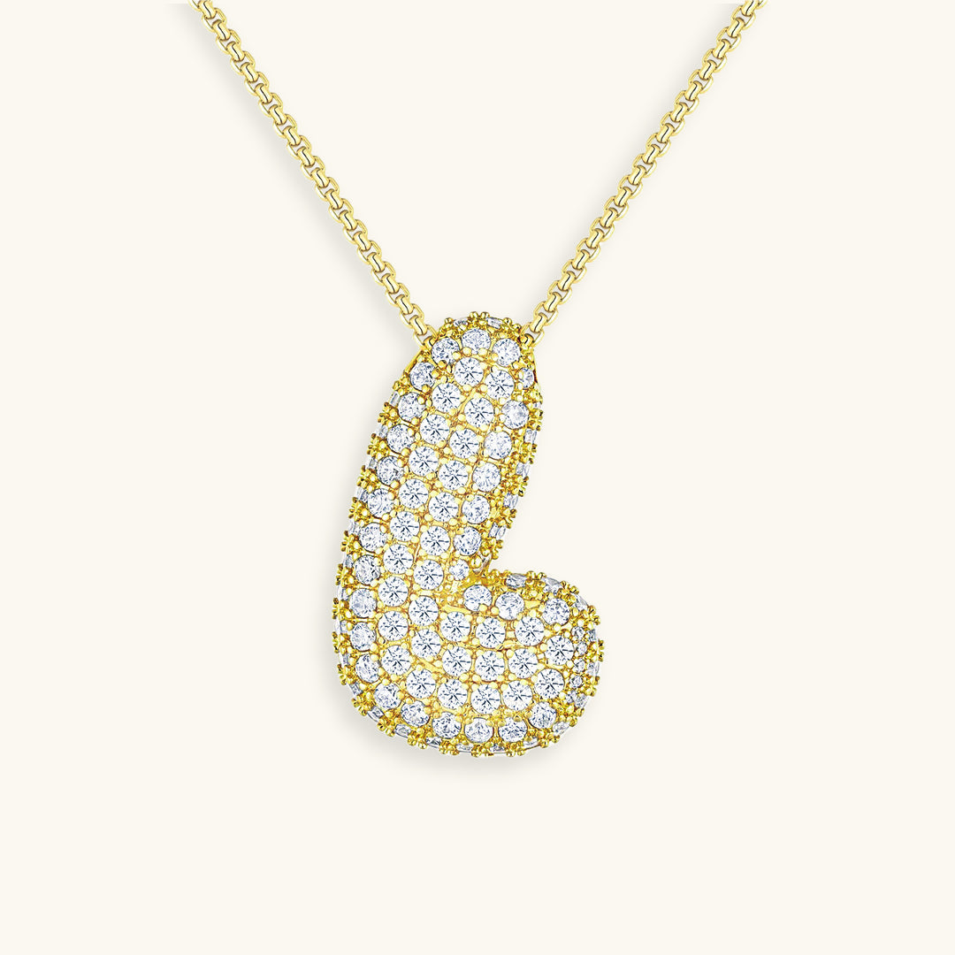 Navnesmykke Bubble med diamant | 18k Gull