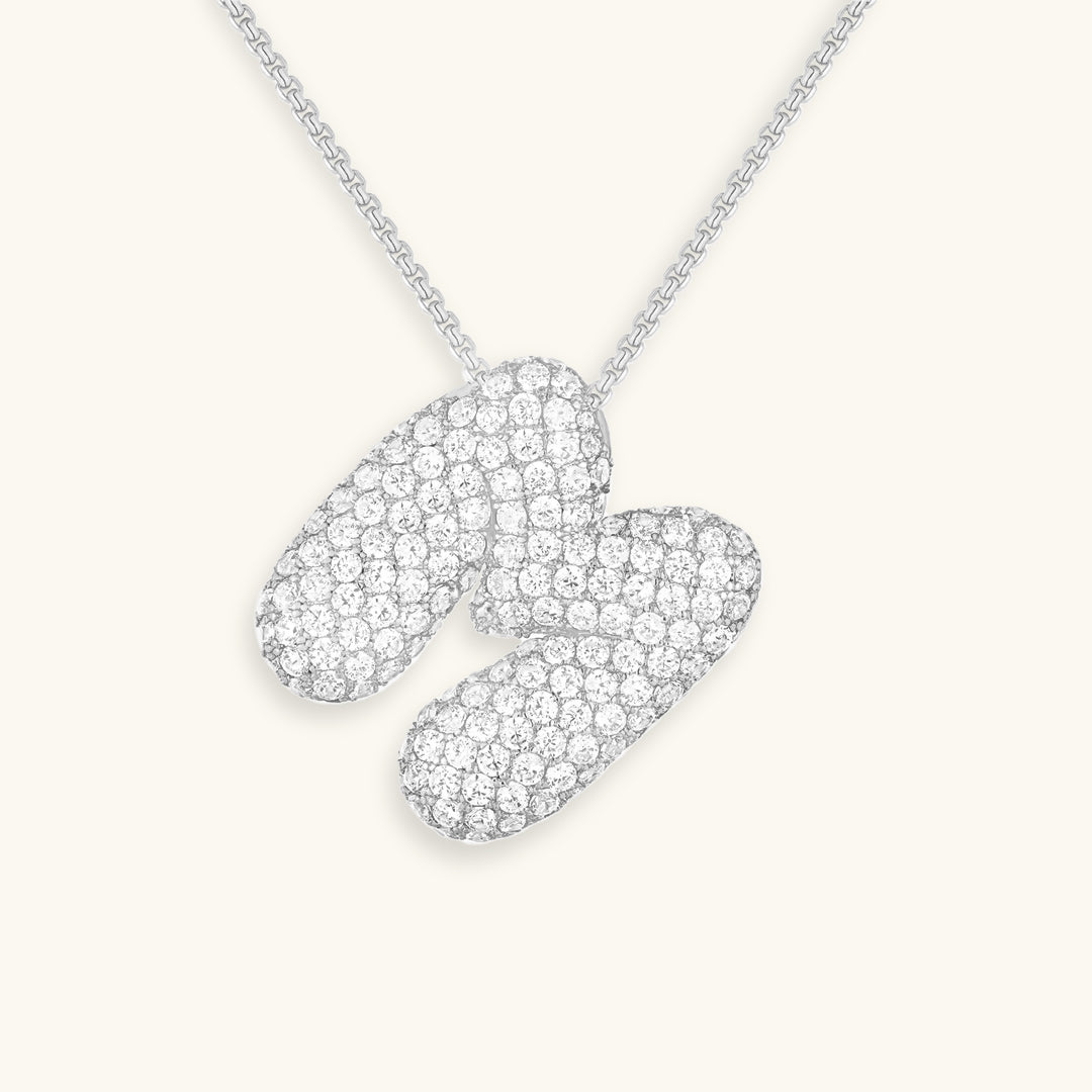 Navnesmykke Bubble med diamant | 18k Gull