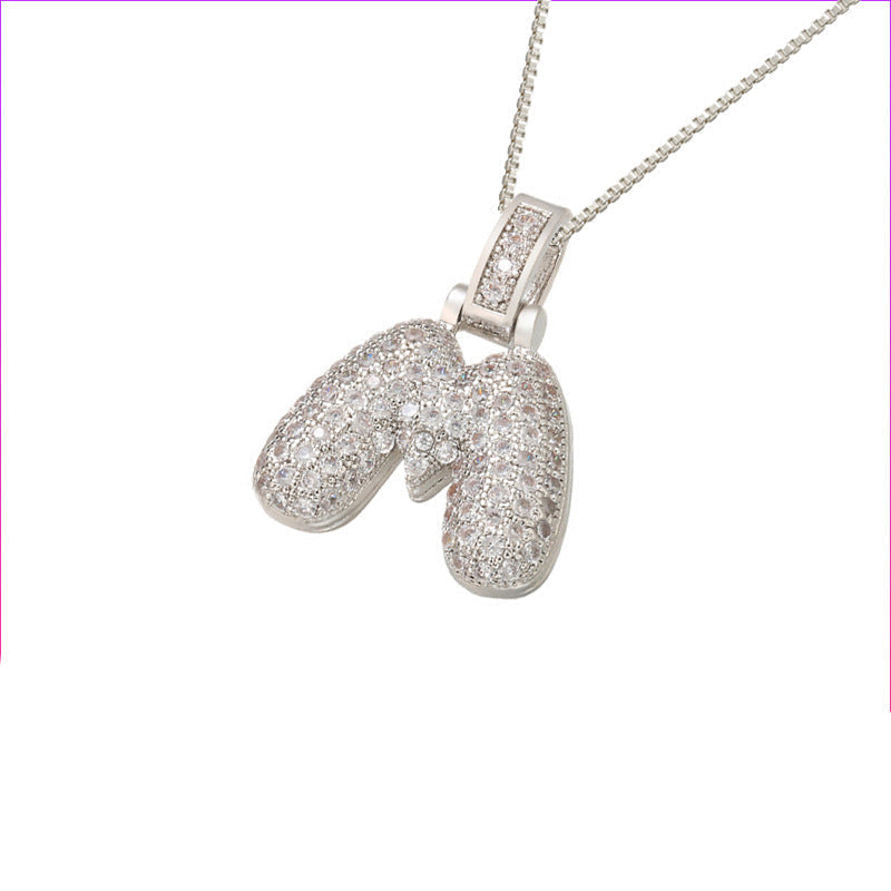 Pave Bubble Halskjede med Initial | 18k Gull