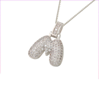 Pave Bubble Halskjede med Initial | 18k Gull