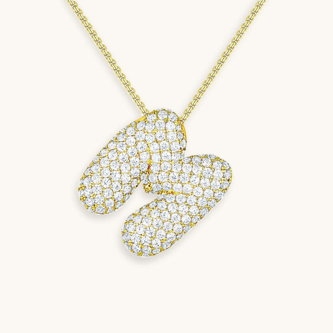 Navnesmykke Bubble med diamant | 18k Gull