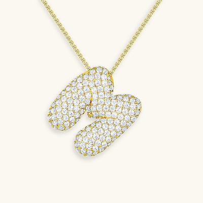 Navnesmykke Bubble med diamant | 18k Gull