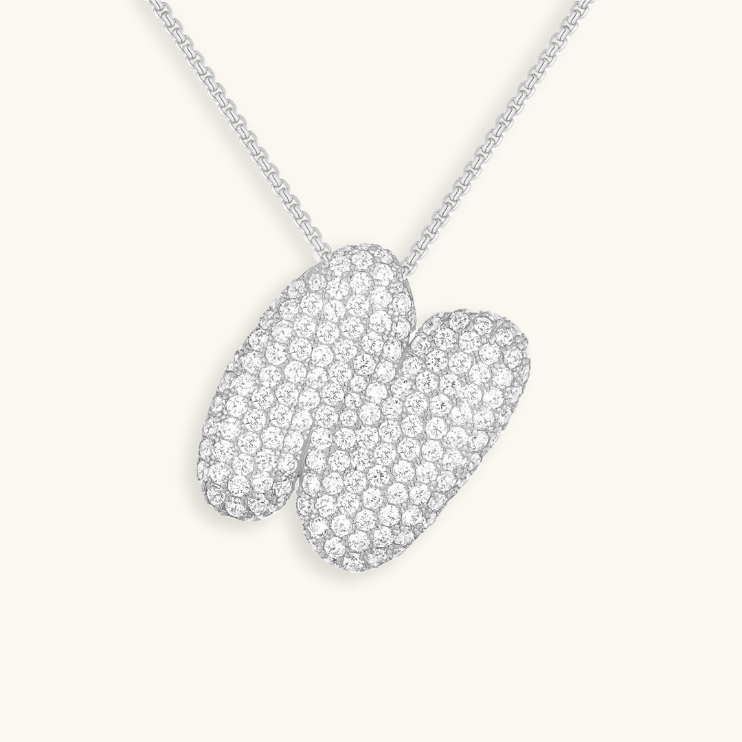 Navnesmykke Bubble med diamant | 18k Gull
