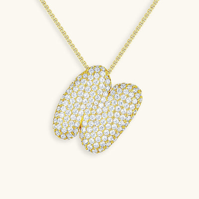 Navnesmykke Bubble med diamant | 18k Gull