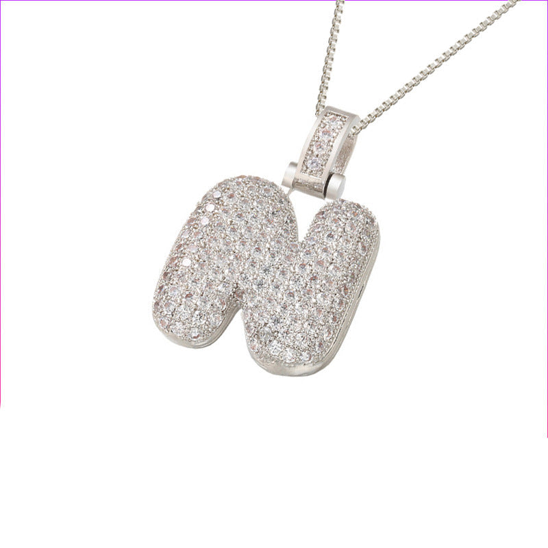 Pave Bubble Halskjede med Initial | 18k Gull