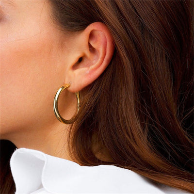 Elegante brede runde øreringer | 18k gull