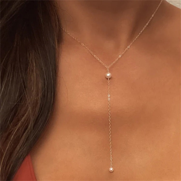 Beatrice halskjede med perler og frynser | 14k Gull