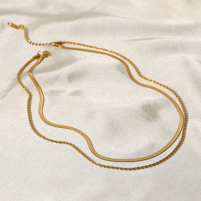 Hailey Lagdelt Halskjede | 18k Gull
