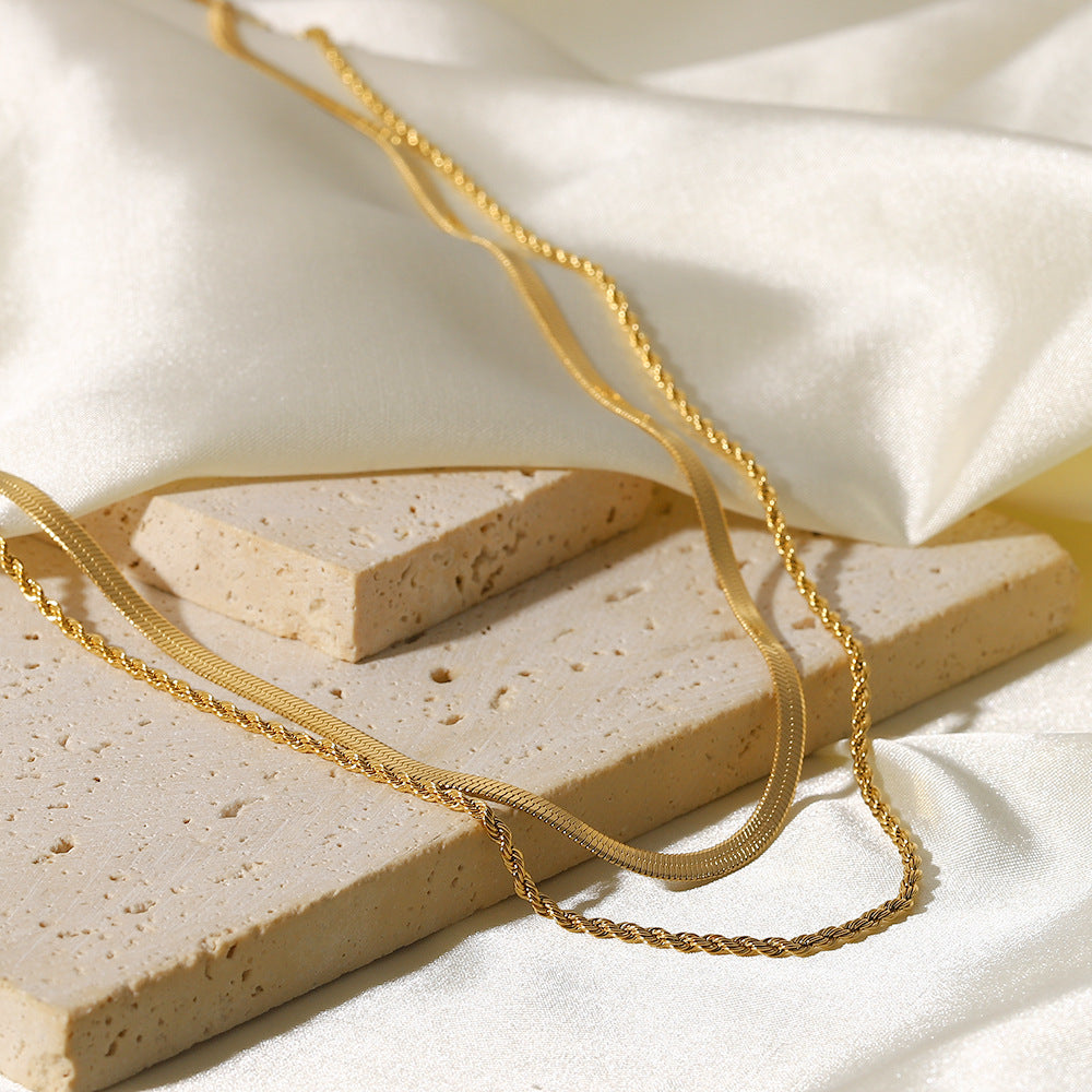 Hailey Lagdelt Halskjede | 18k Gull