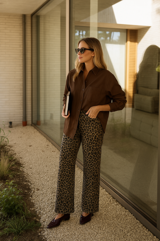 Nadine™ | Leopard bukser med høy liv
