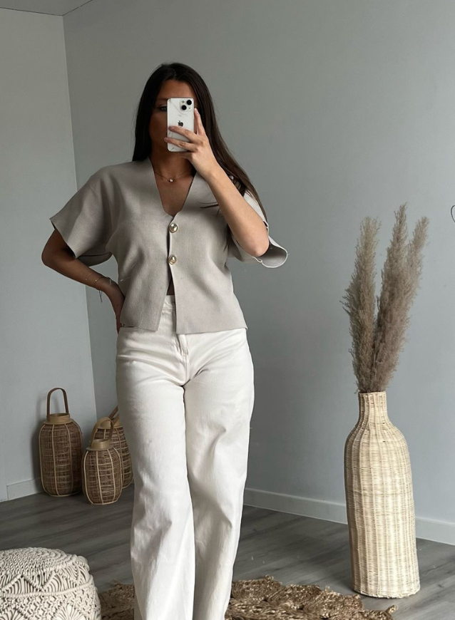 ABBY - Taupe topp