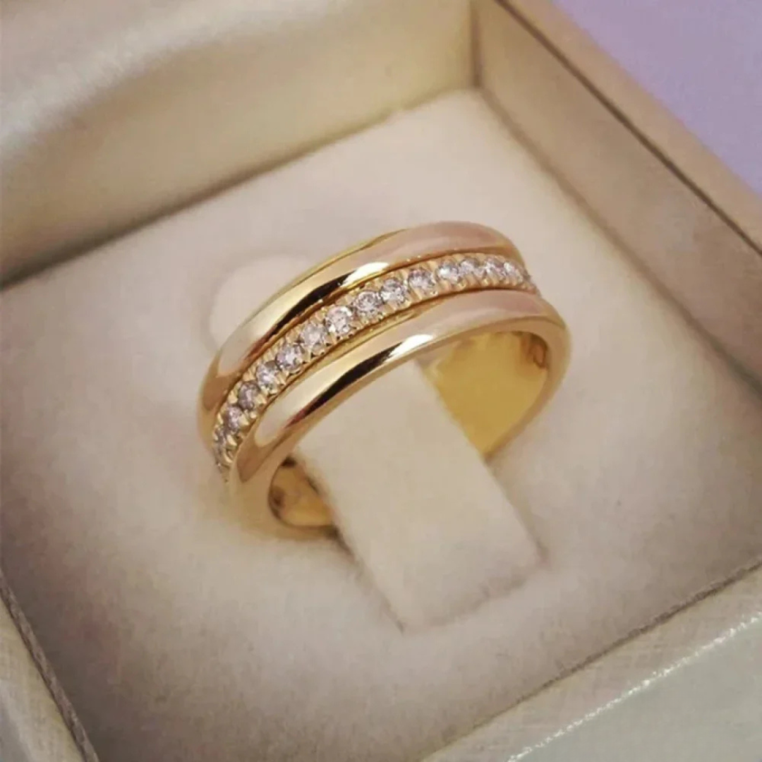 Elegante dubbele zirkonia innlagte ring