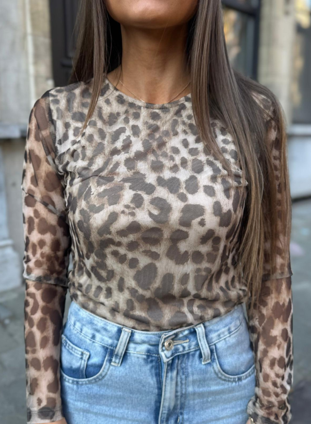 LIV - Leopard Mesh Top