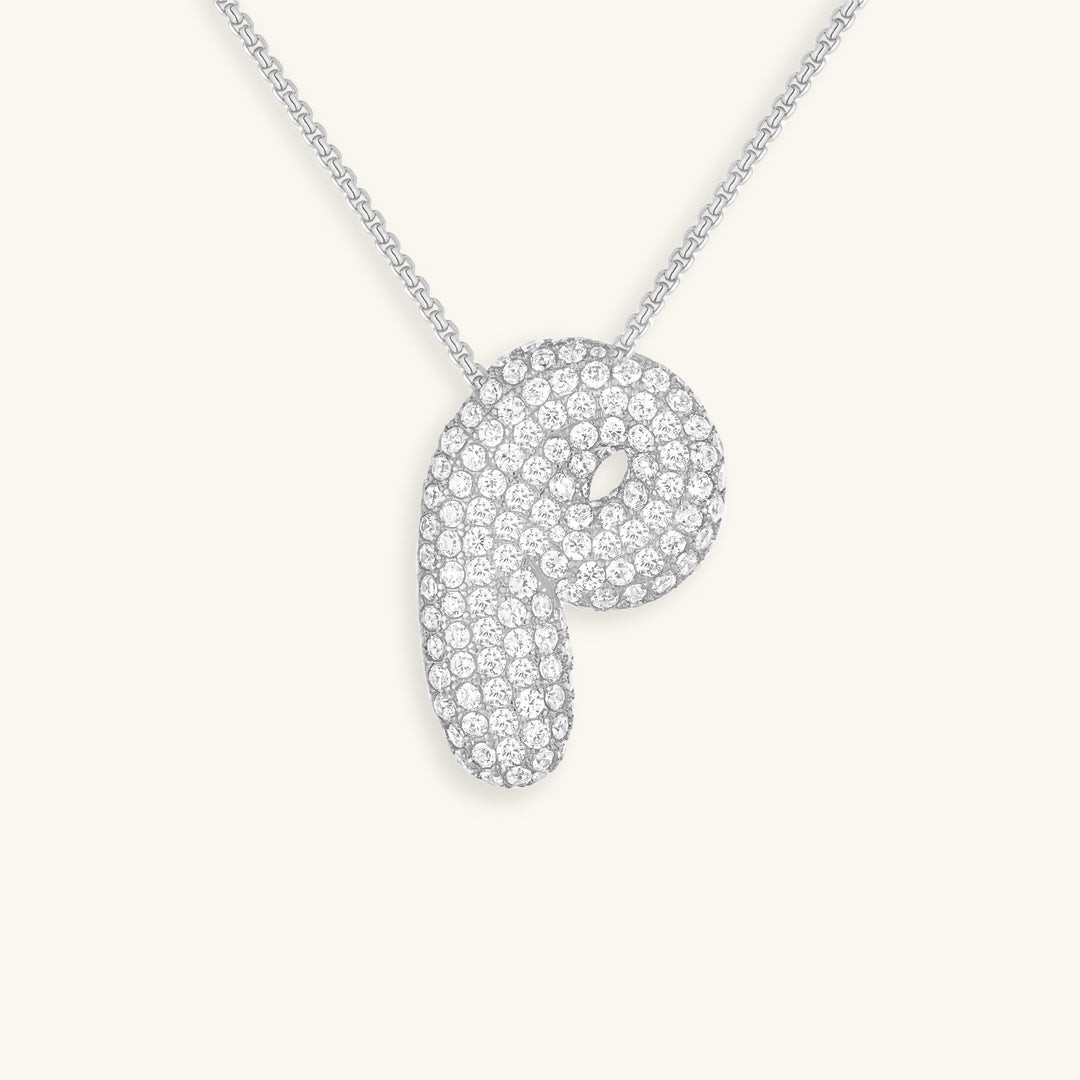 Navnesmykke Bubble med diamant | 18k Gull