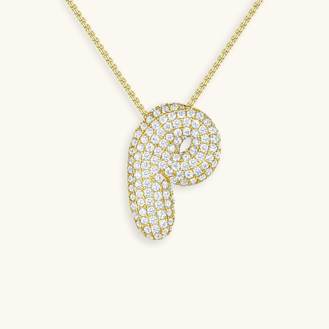 Navnesmykke Bubble med diamant | 18k Gull