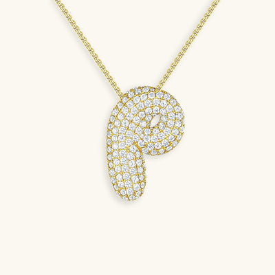 Navnesmykke Bubble med diamant | 18k Gull