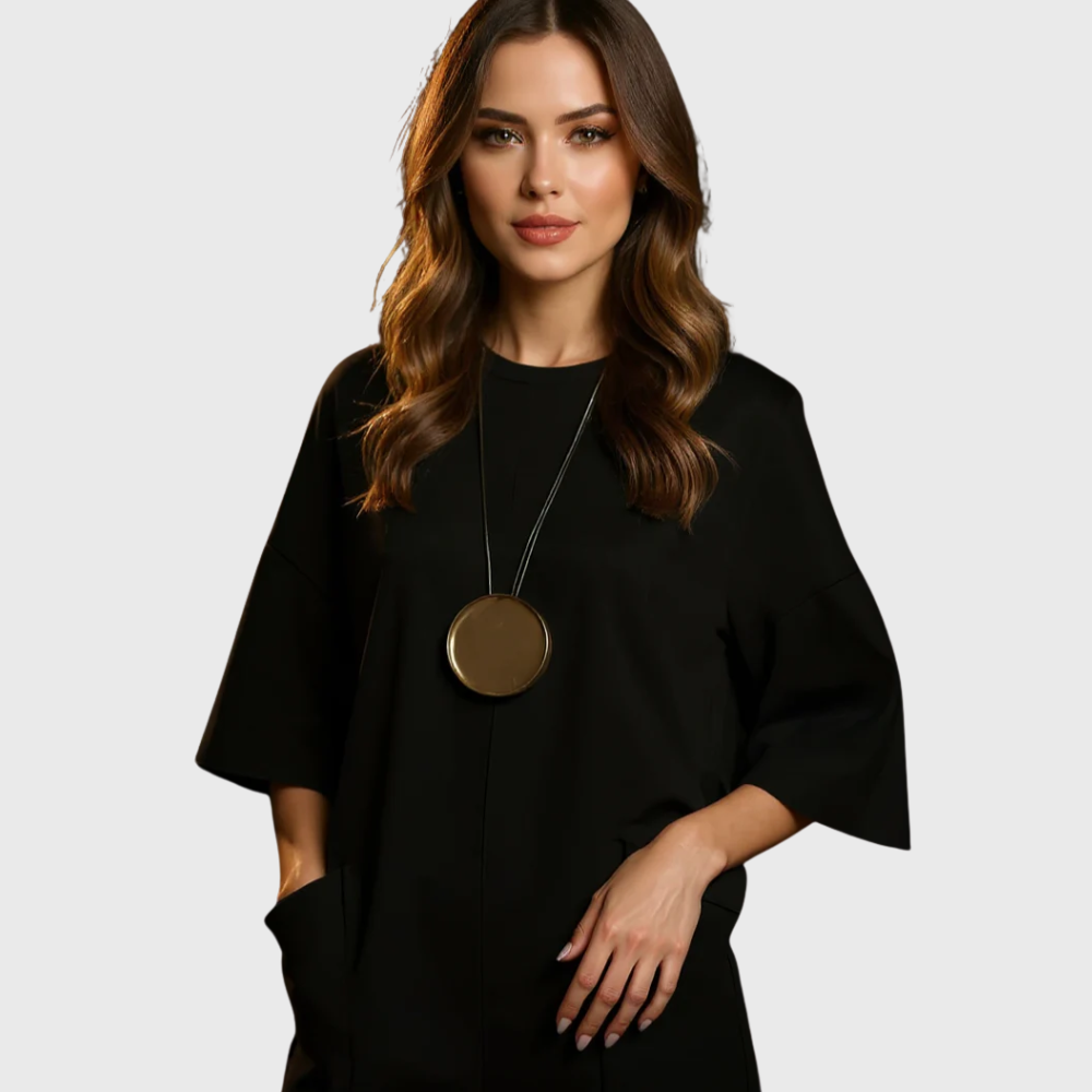 Elegant Kjole med Korte Ermer