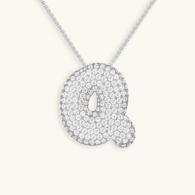 Navnesmykke Bubble med diamant | 18k Gull