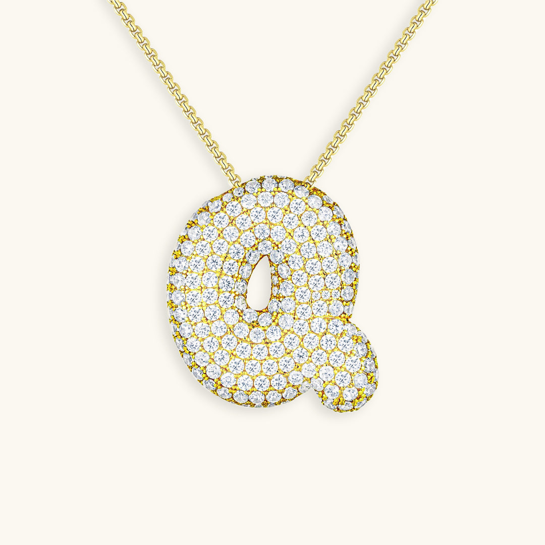 Navnesmykke Bubble med diamant | 18k Gull