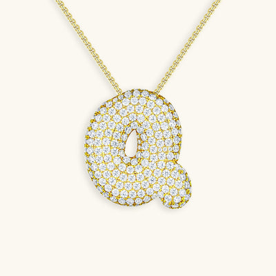 Navnesmykke Bubble med diamant | 18k Gull
