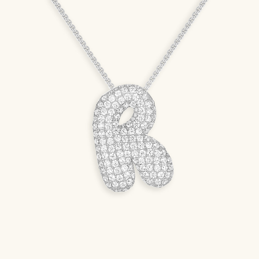 Navnesmykke Bubble med diamant | 18k Gull