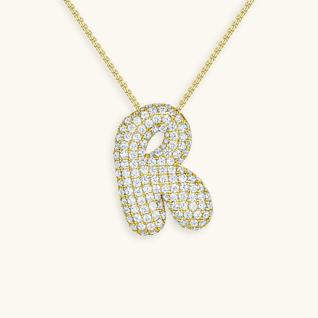 Navnesmykke Bubble med diamant | 18k Gull