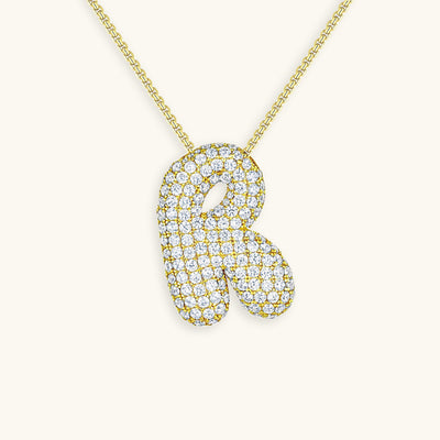 Navnesmykke Bubble med diamant | 18k Gull
