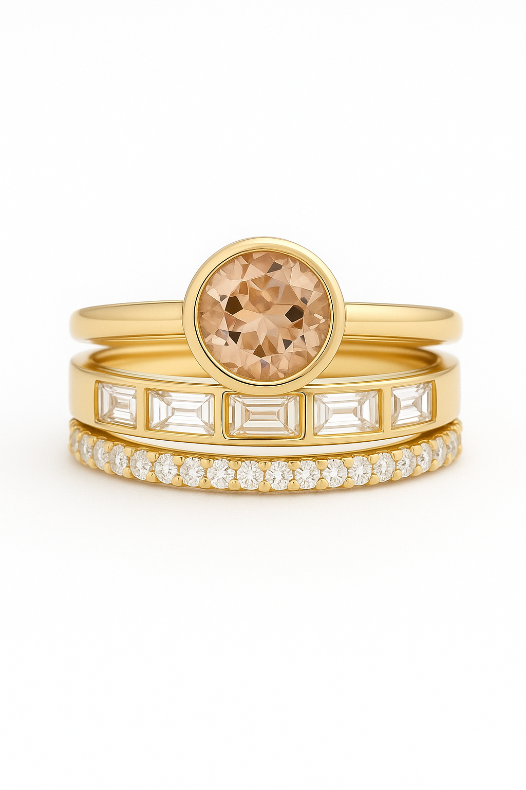 Elegante Innlagt Krystall Gull Ring