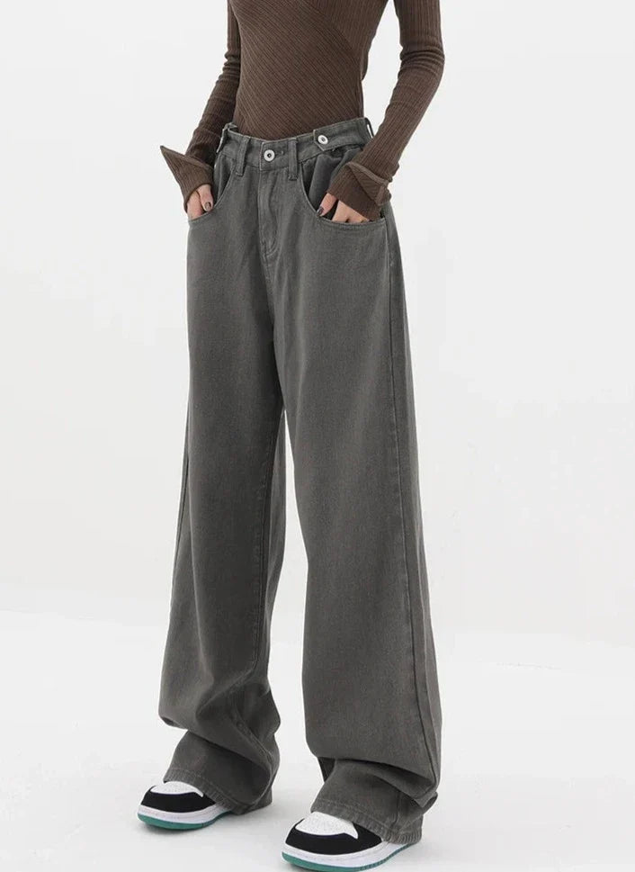 Casual jeans med høy midje