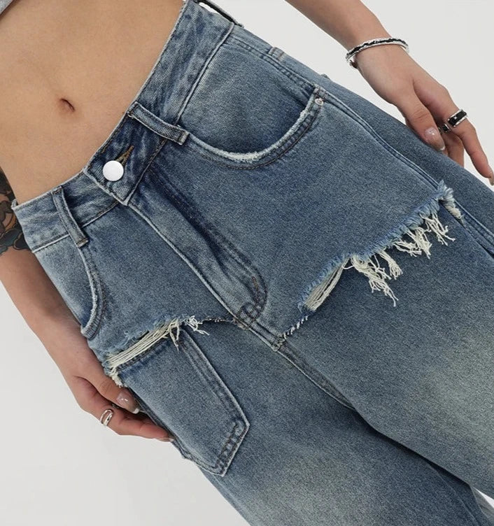 Vintage jeans med høy midje og rette ben