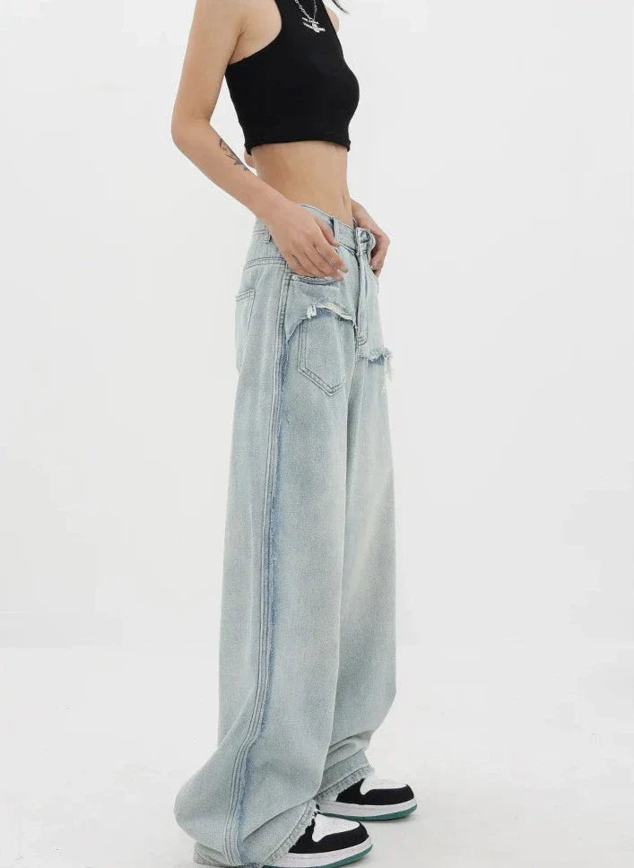 Vintage jeans med høy midje og rette ben