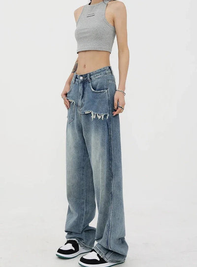 Vintage jeans med høy midje og rette ben