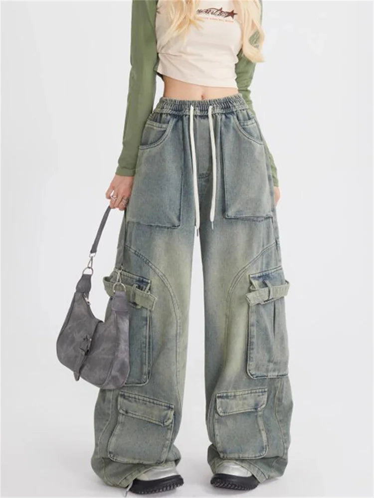 Retro løse jeans med store lommer