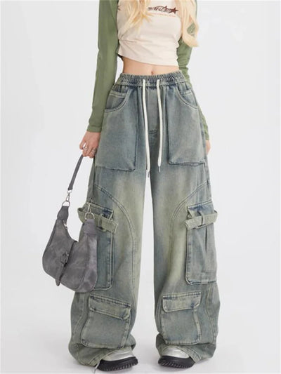 Retro løse jeans med store lommer