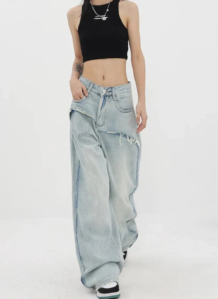 Vintage jeans med høy midje og rette ben