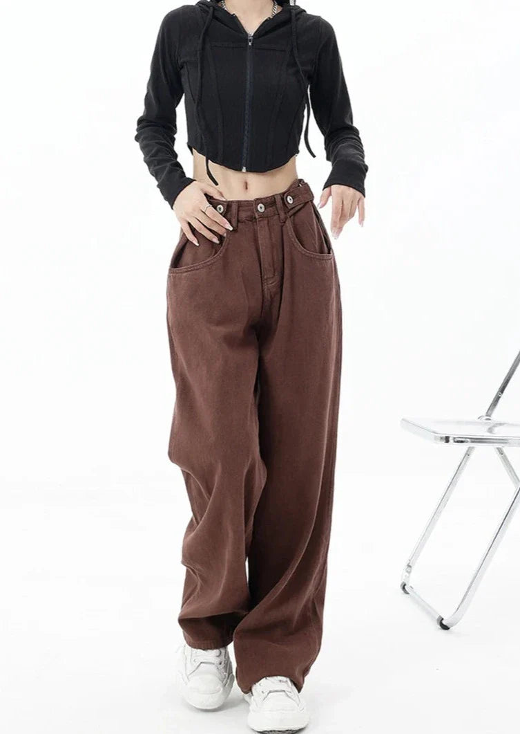 Casual jeans med høy midje