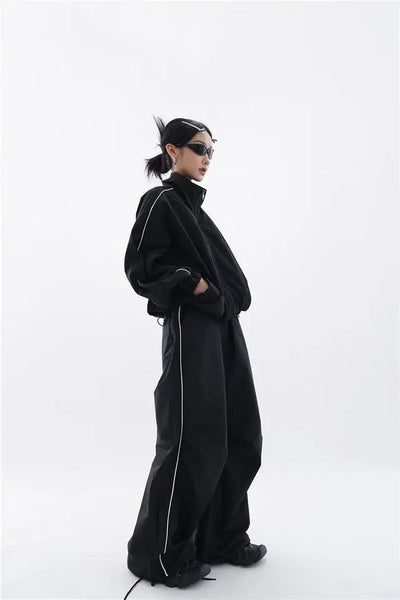 Oversized sporty svart treningsdrakt