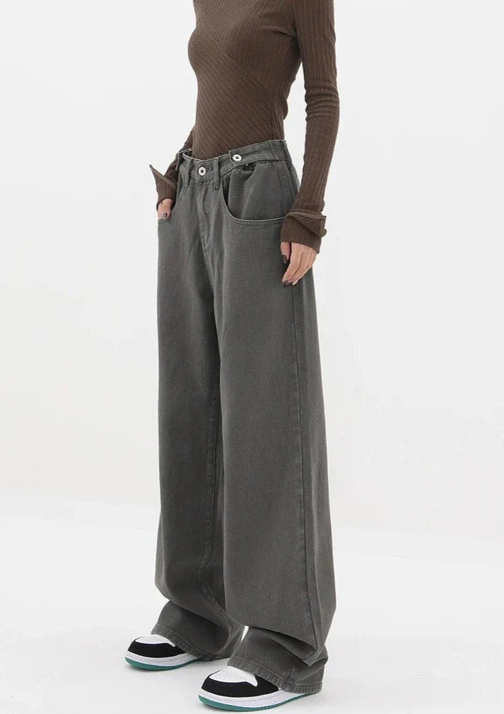 Casual jeans med høy midje