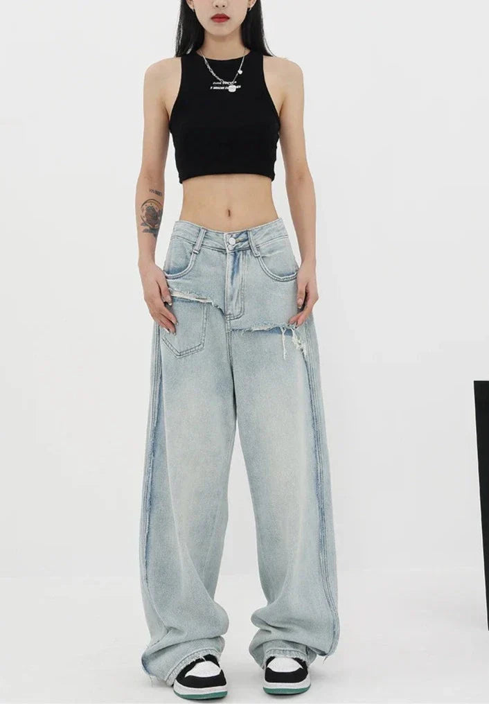 Vintage jeans med høy midje og rette ben