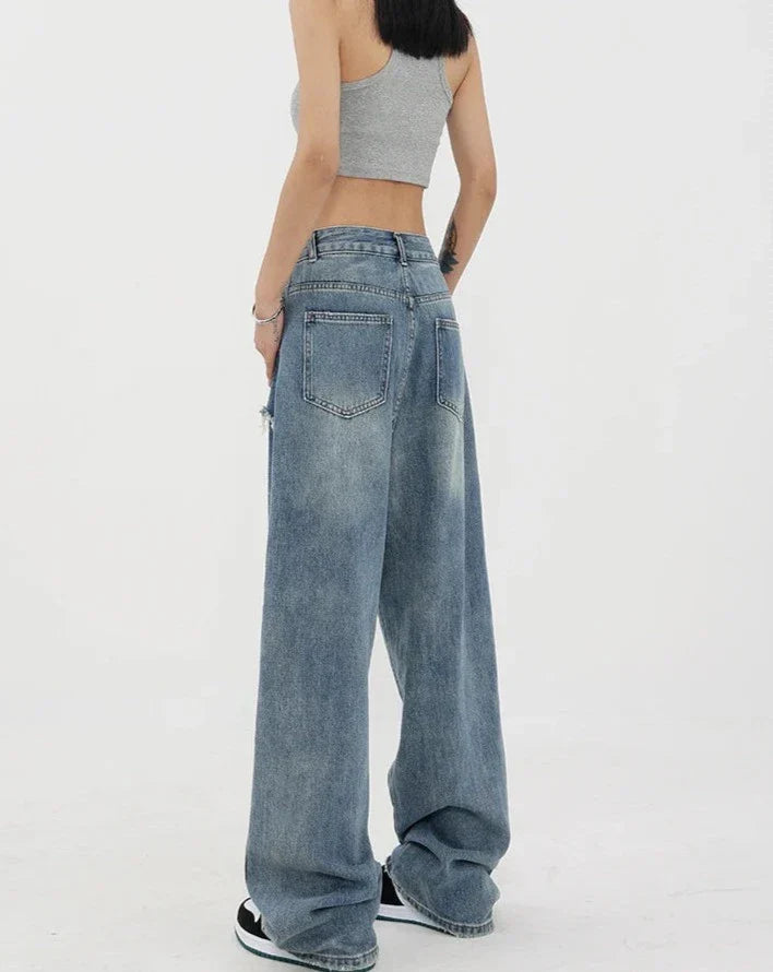 Vintage jeans med høy midje og rette ben