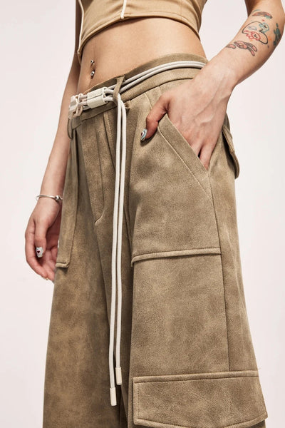 Vintage Slitt Mocka Cargo Bukser