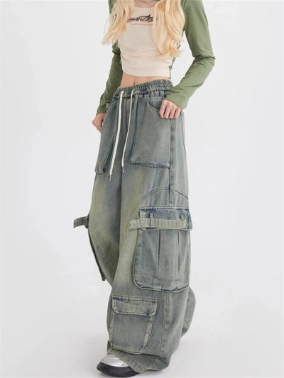 Retro løse jeans med store lommer