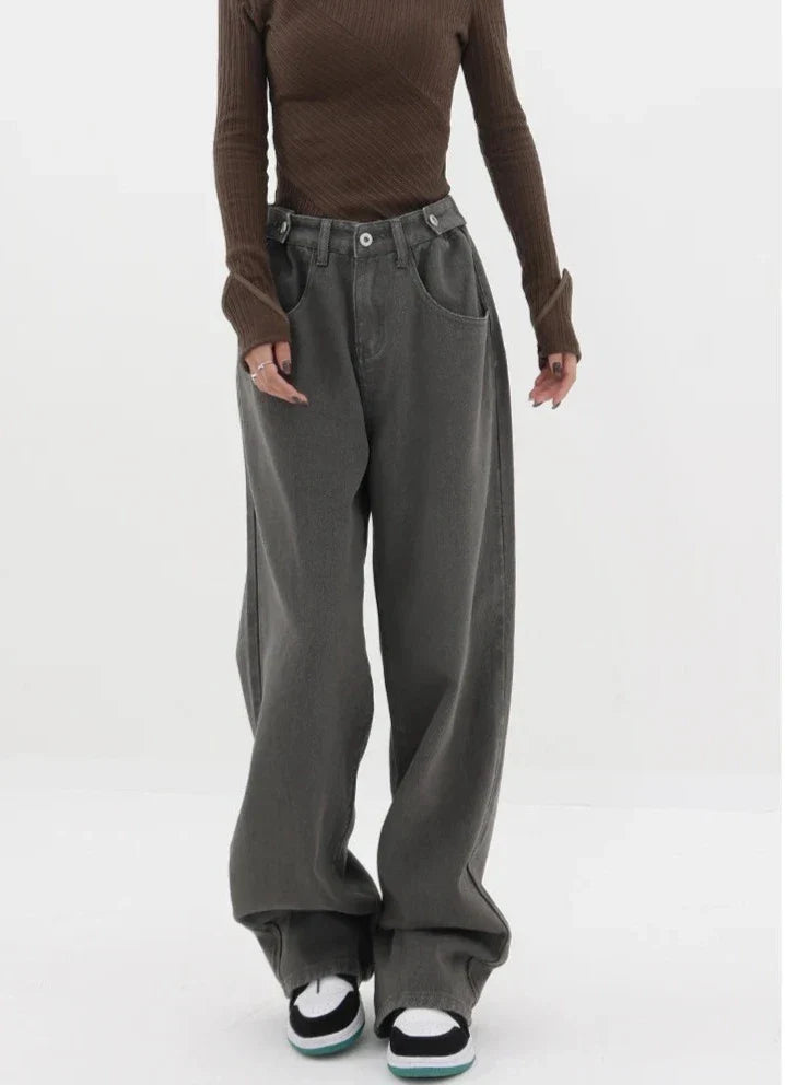 Casual jeans med høy midje