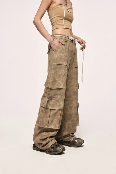 Vintage Slitt Mocka Cargo Bukser