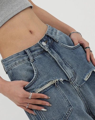 Vintage jeans med høy midje og rette ben