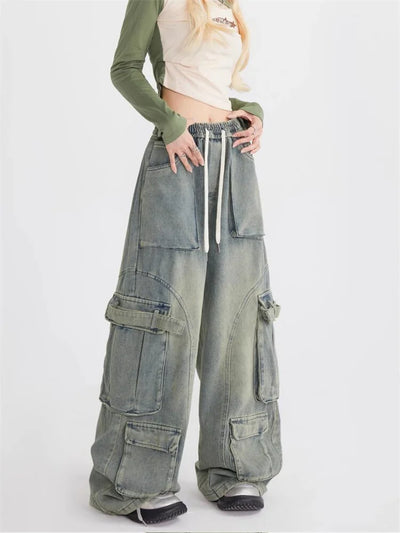 Retro løse jeans med store lommer