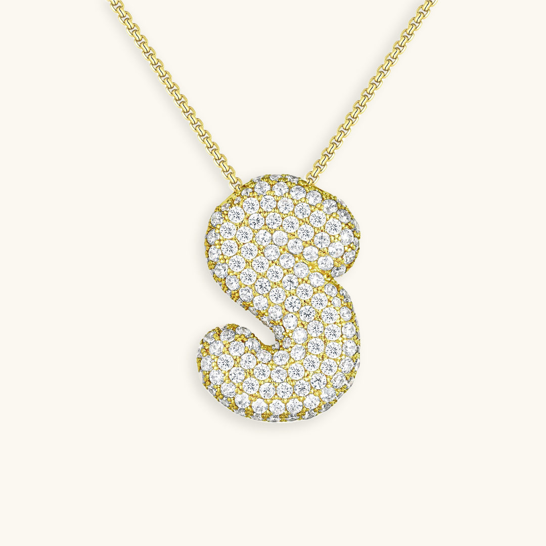 Navnesmykke Bubble med diamant | 18k Gull